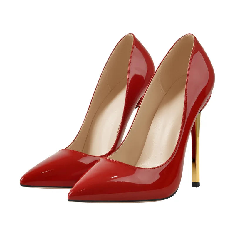 Black Beige Patent Leather 12CM Heels