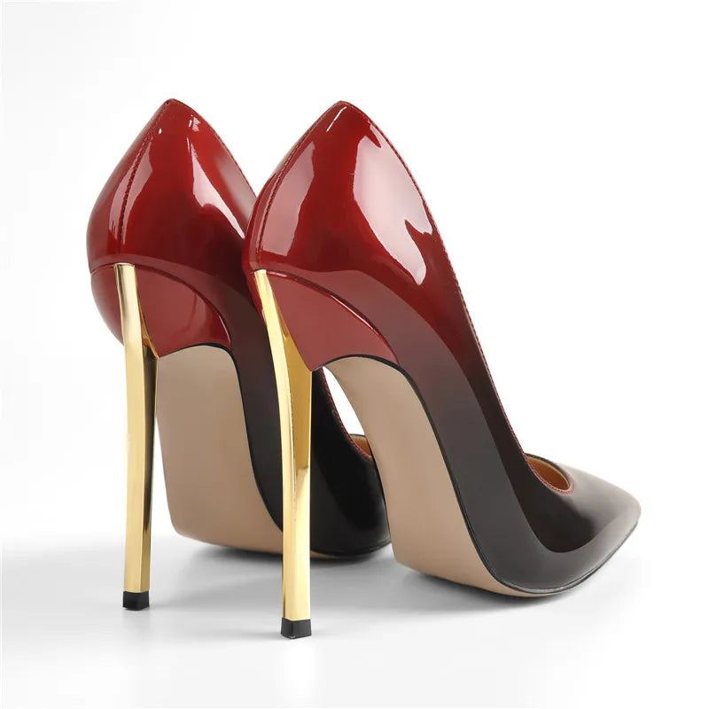 Black Beige Patent Leather 12CM Heels