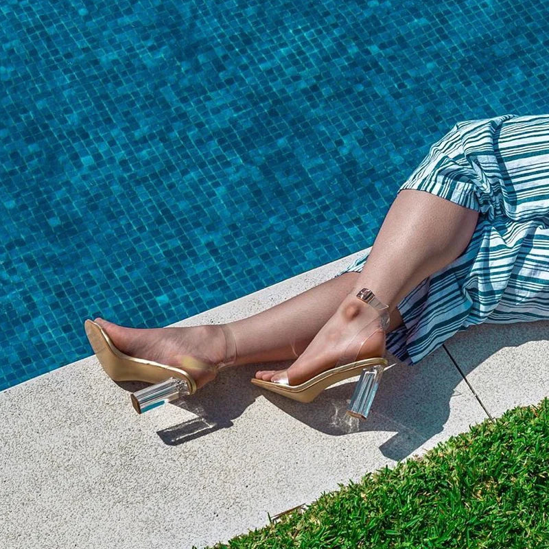 Clear Ankle Strap Dress Sandals