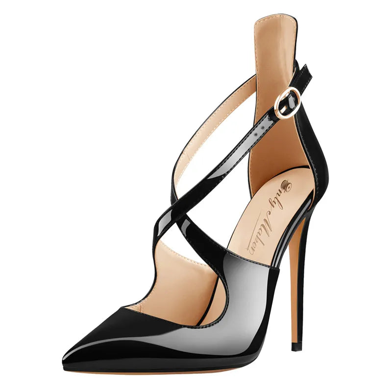 Cross-tied Buckle 12 cm Heels