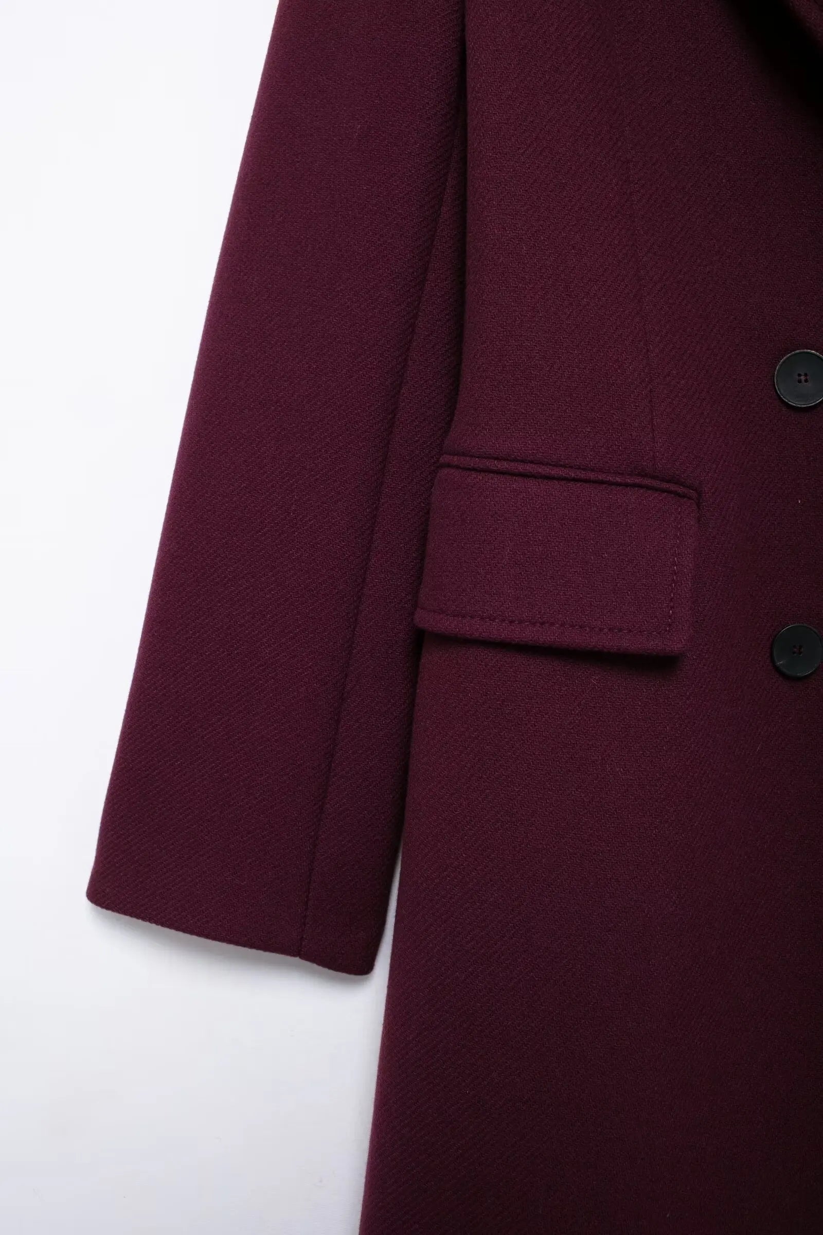 Burgundy Wool Coat Double Breasted