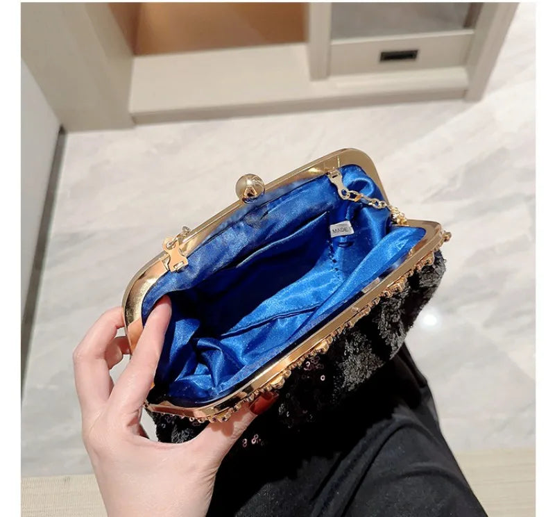 Dark Blue Sequin Purse