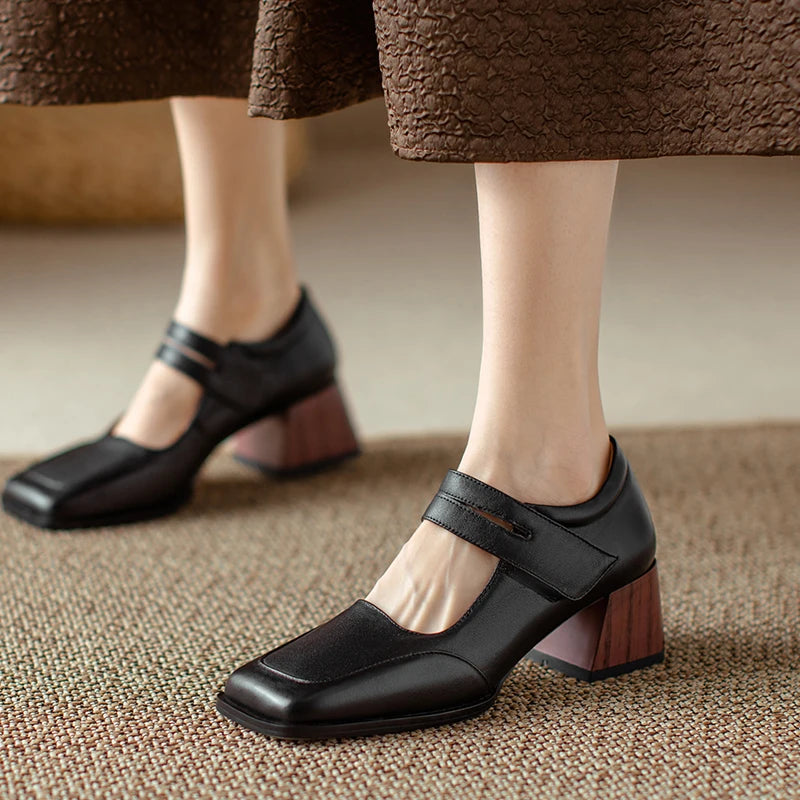 Retro Genuine Leather Pumps