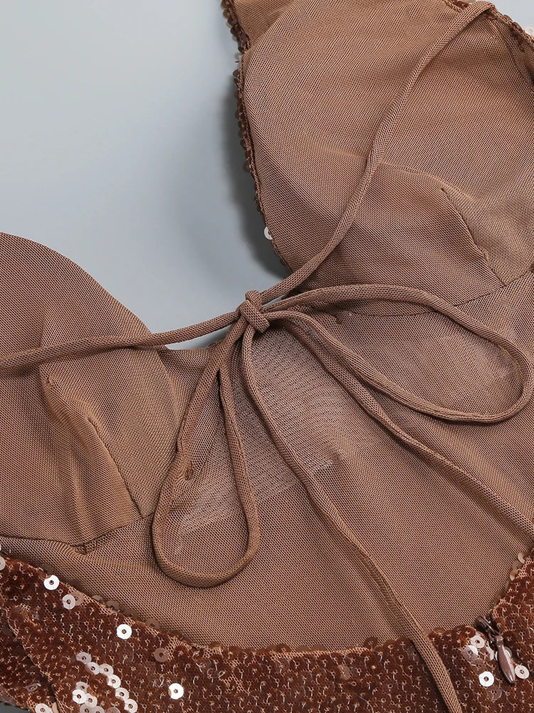 Halter Neck Backless Sequins Dress