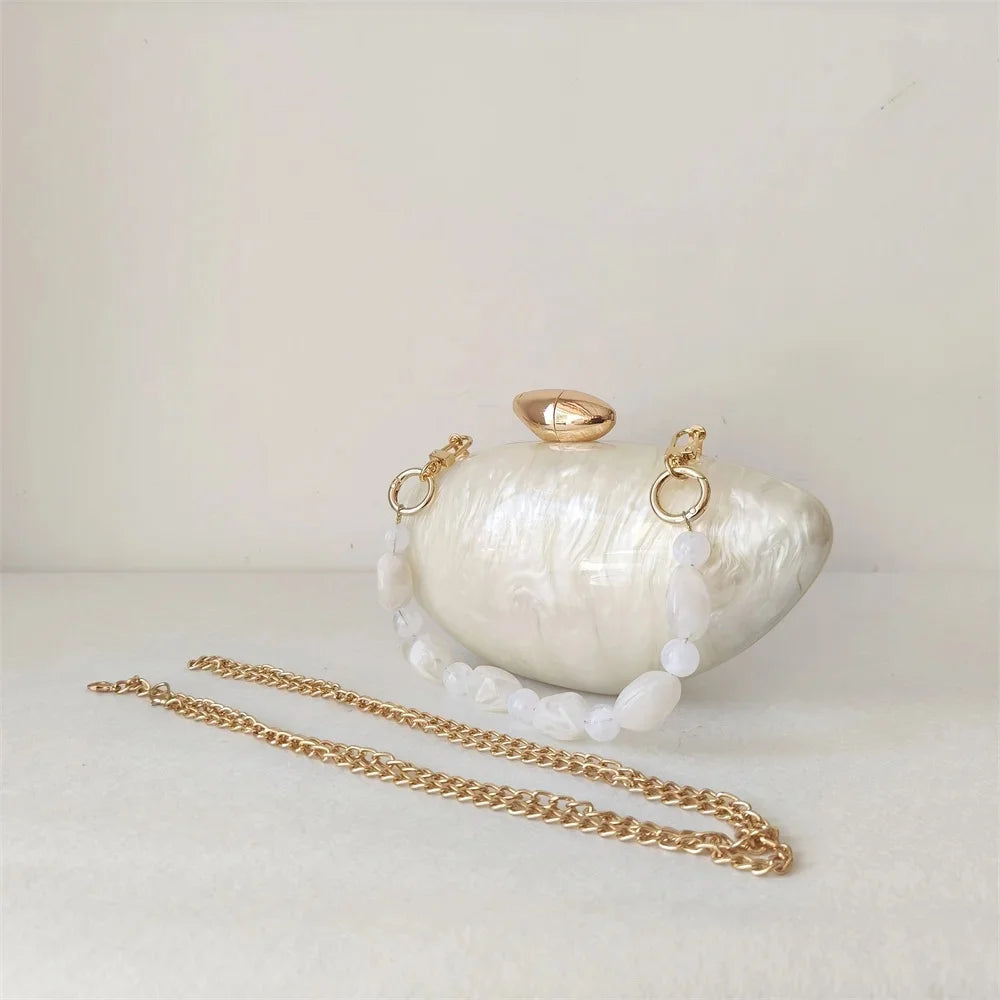 Shell Pearl Acrylic Box Clutches