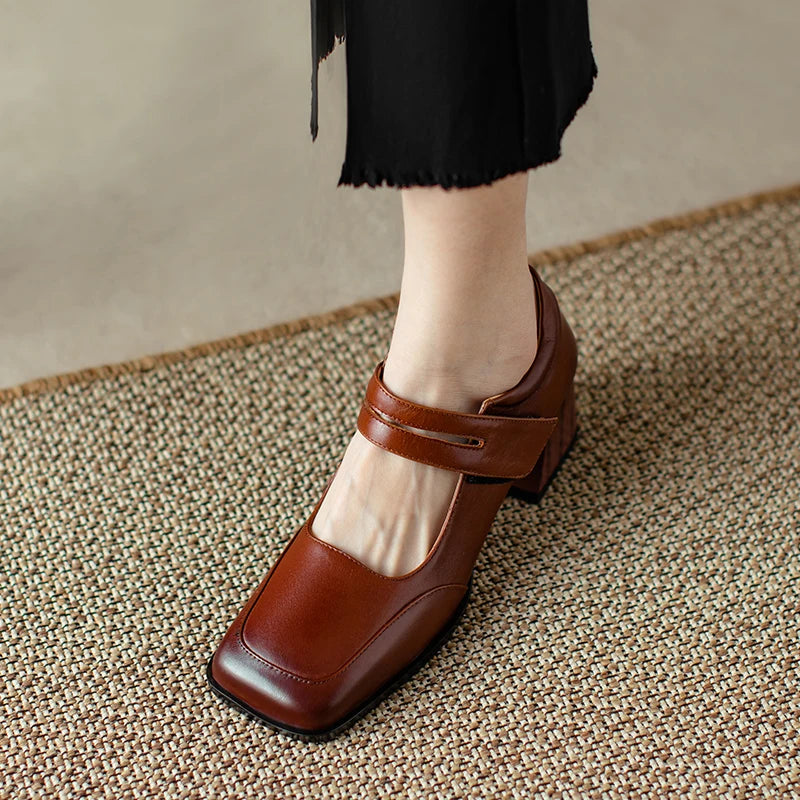 Retro Genuine Leather Pumps