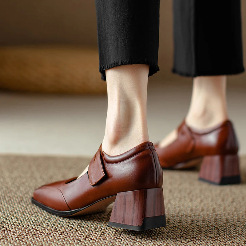 Retro Genuine Leather Pumps