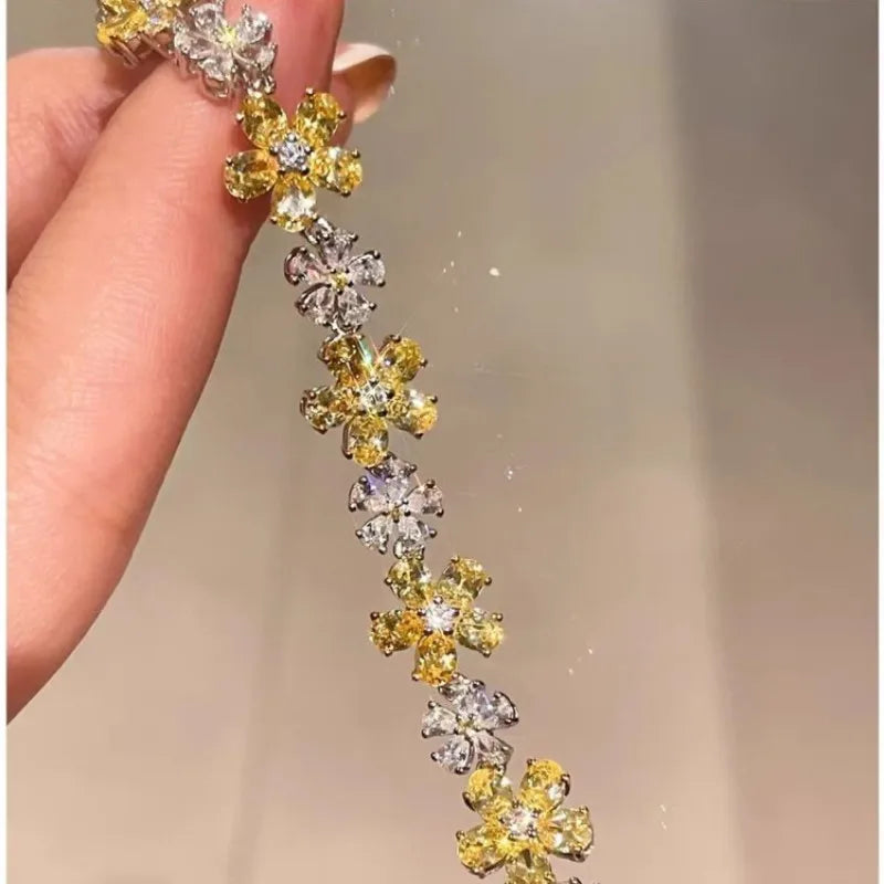 Lab Created Yellow Diamond Bracelet on 925 Sterling Silver