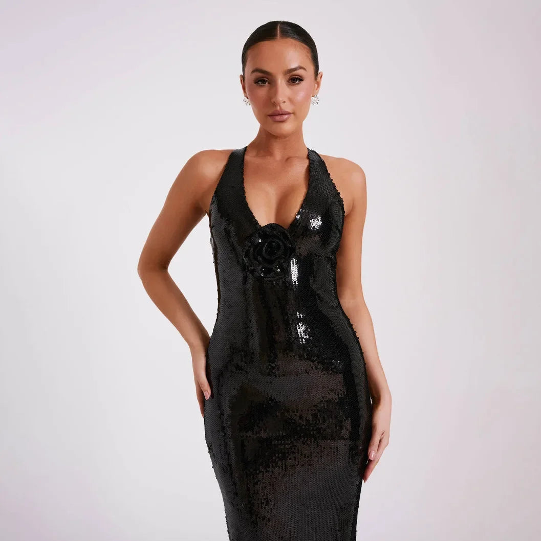 Open-back Sequin Dress