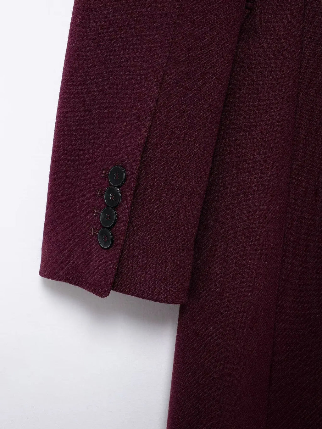 Burgundy Wool Coat Double Breasted