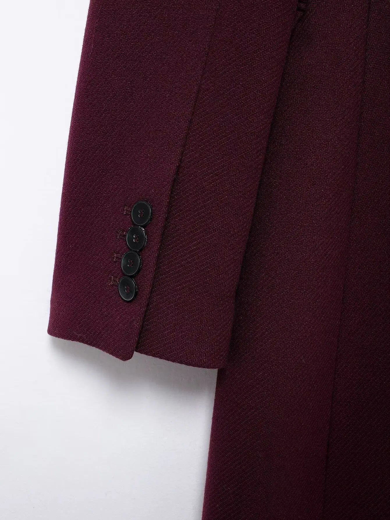 Burgundy Wool Coat Double Breasted