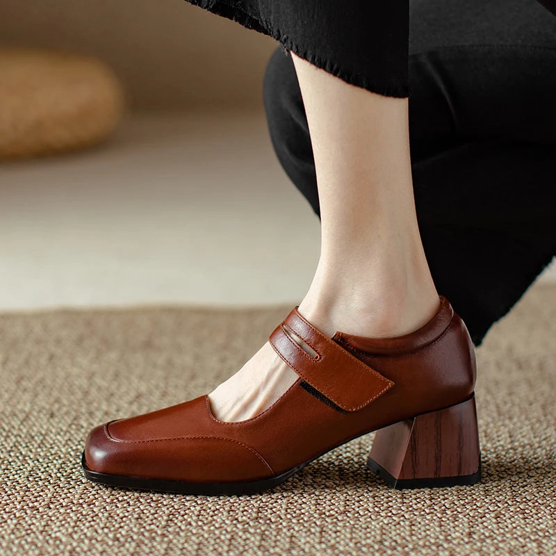 Retro Genuine Leather Pumps