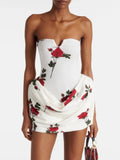 Strapless Flower Printed Mini Dress