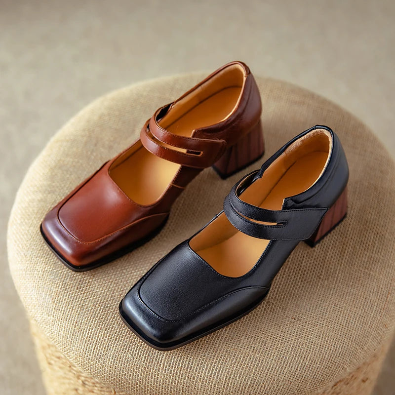 Retro Genuine Leather Pumps