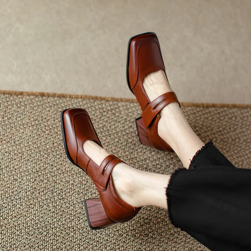 Retro Genuine Leather Pumps