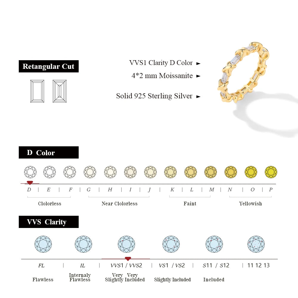 1.35CT Moissanite Band Rings
