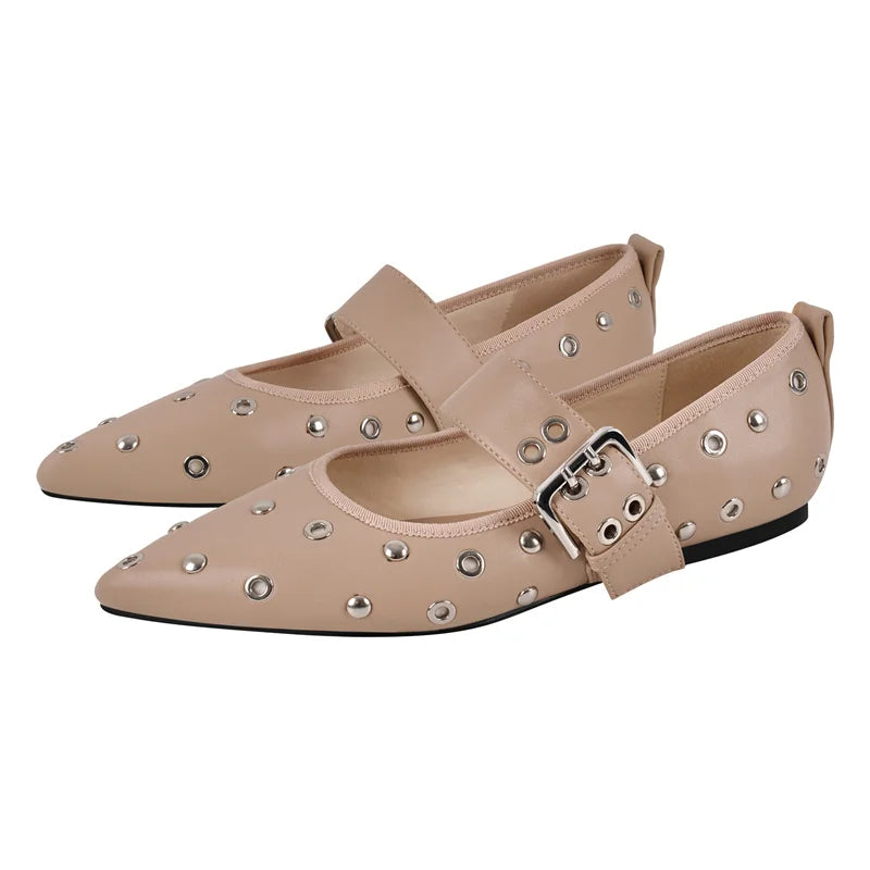 Flats Mary Jane Studded Shoes