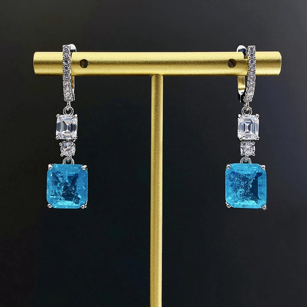 925 Sterling Silver 10*11MM Emerald Tourmaline Gemstone Earrings