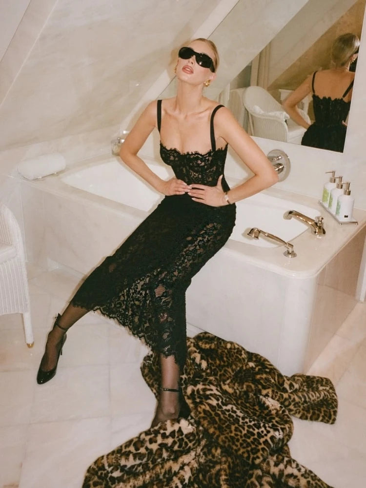 Sexy Spaghetti Strap Lace Dress