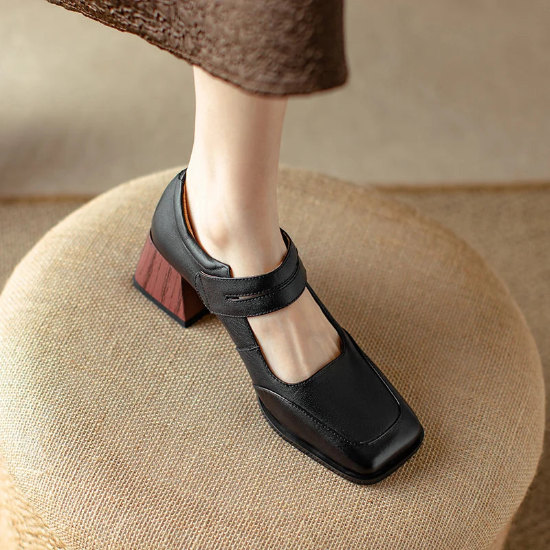 Retro Genuine Leather Pumps