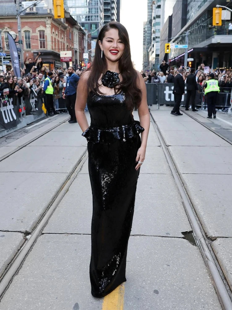 Sequins Ruffles Long Dress