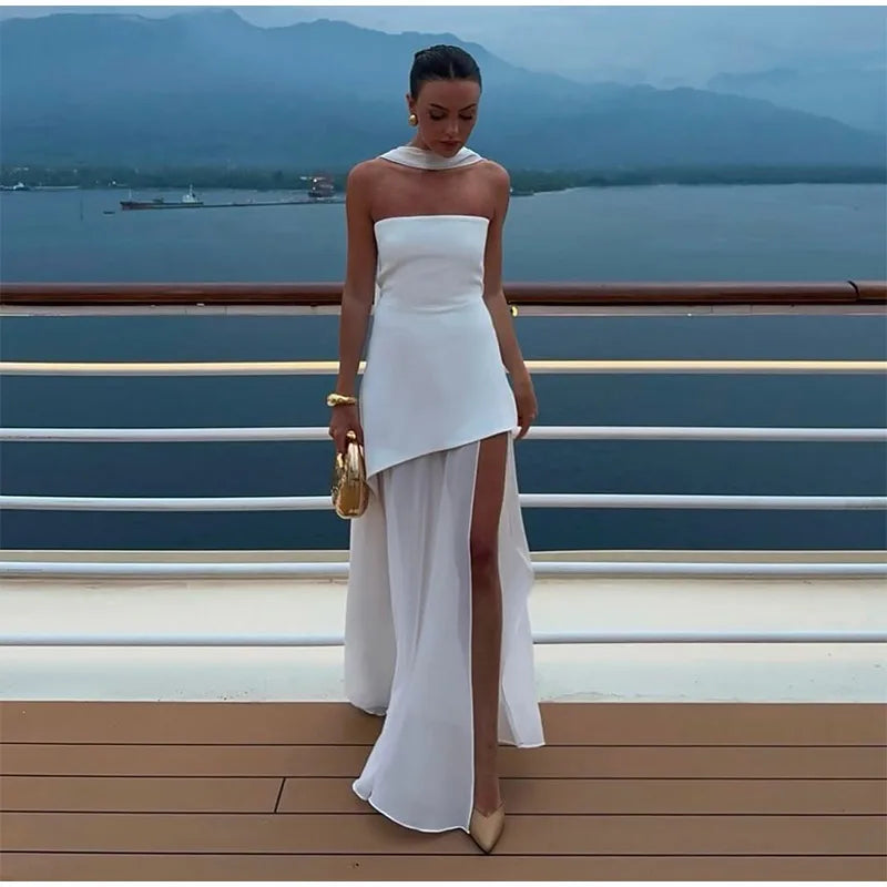 Elegant Mesh High Slit Dress