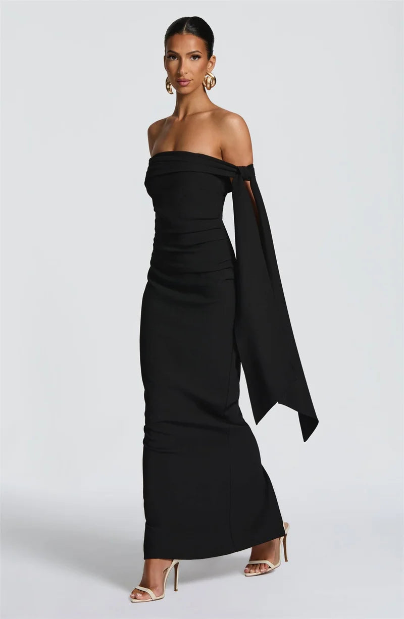 Off-shoulder Strapless Maxi Dress