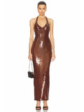 Halter Neck Backless Sequins Dress