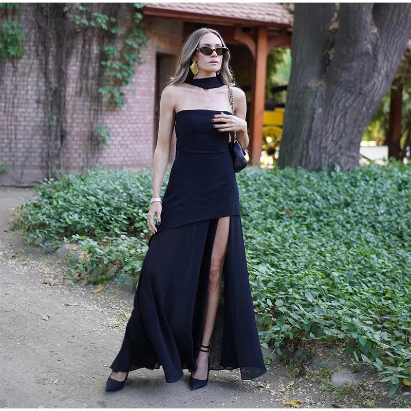 Elegant Mesh High Slit Dress