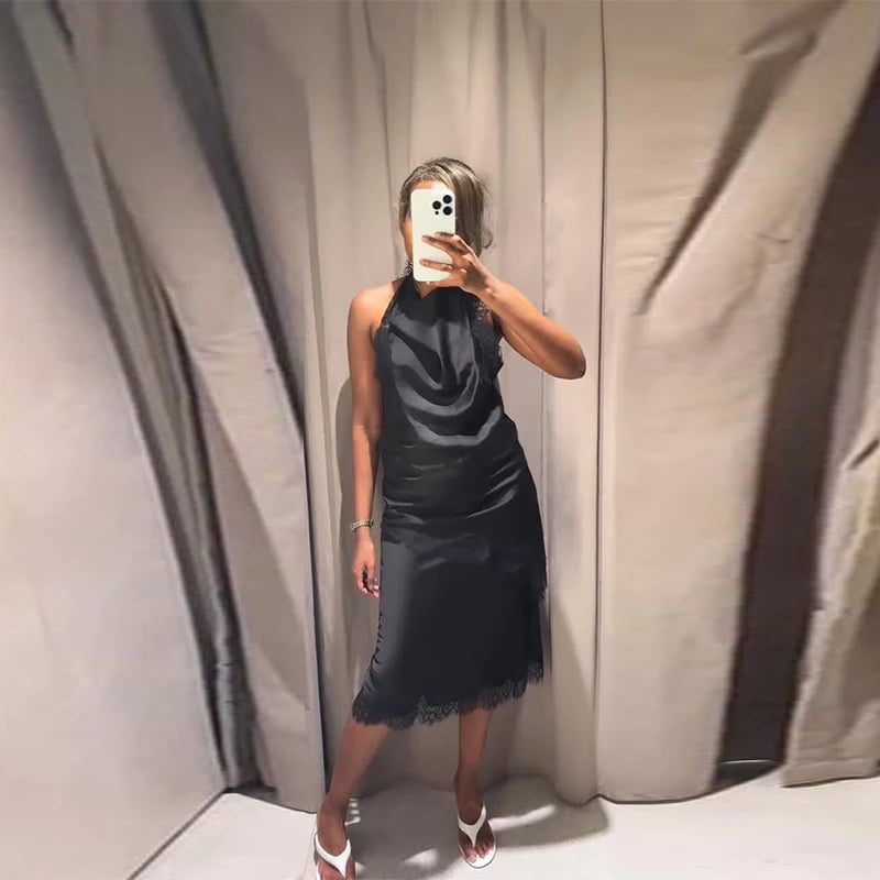 Elegant Lace Patchwork Vest Skirt Set