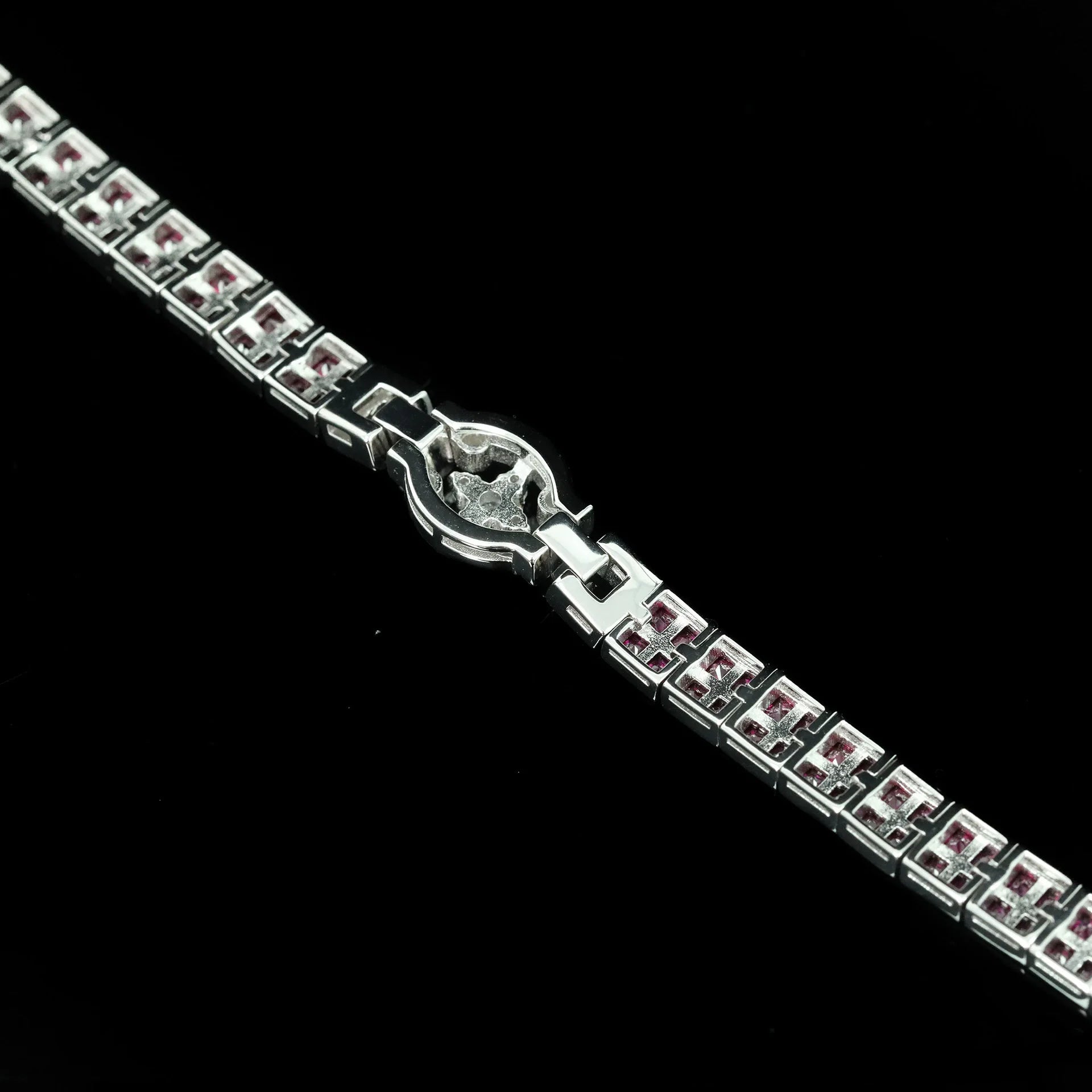 925 Sterling Silver Lab Sapphire Ruby High Carbon Diamonds Gemstone Bracelet