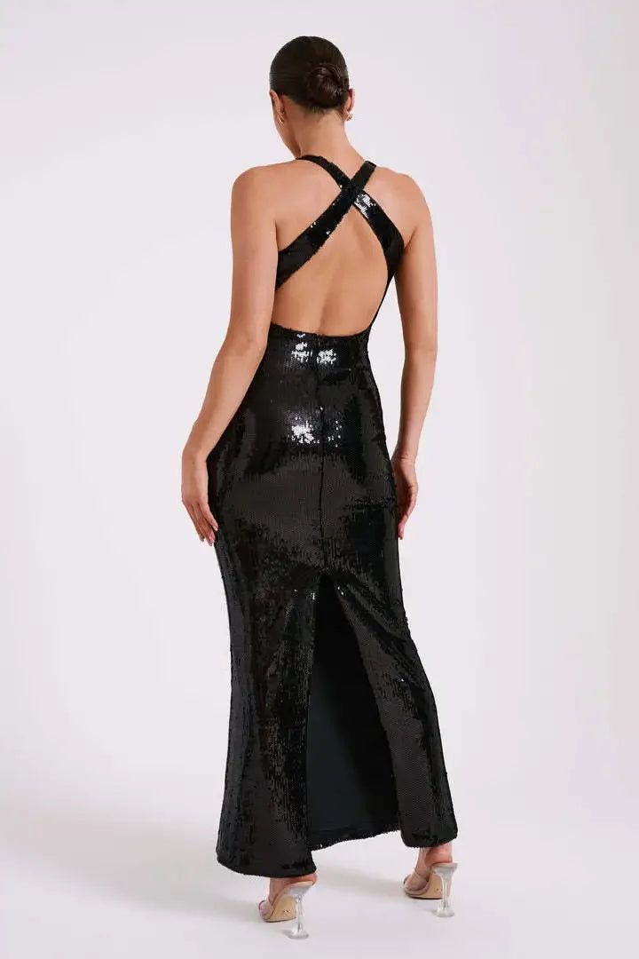 Open-back Sequin Dress