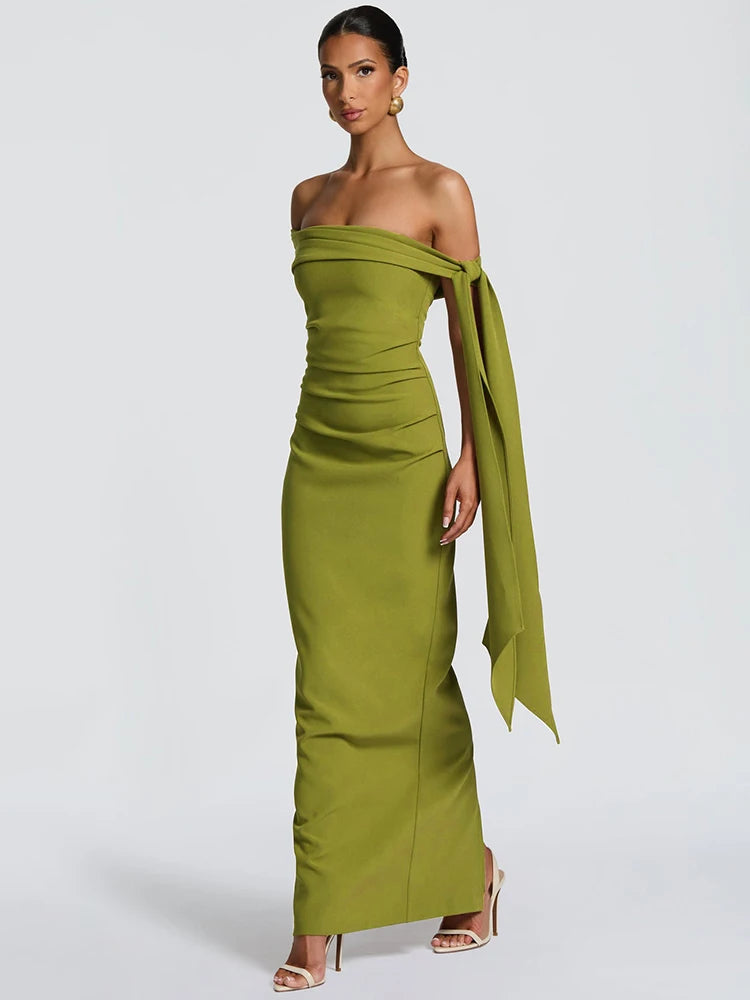 Off-shoulder Strapless Maxi Dress
