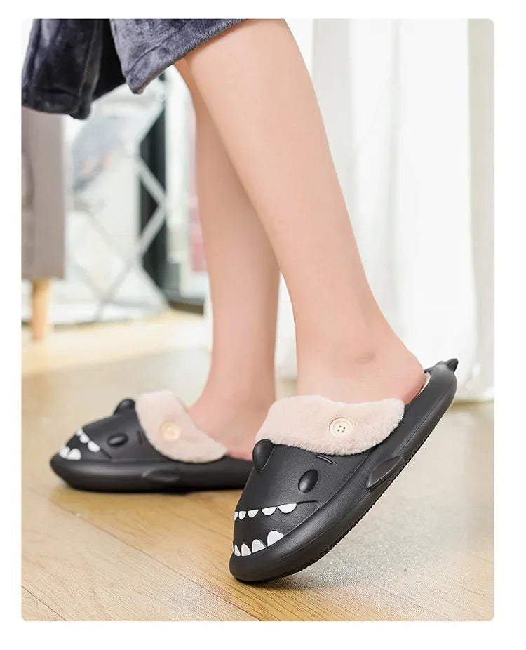 Winter Adult Indoor Shark Slippers (something childish)