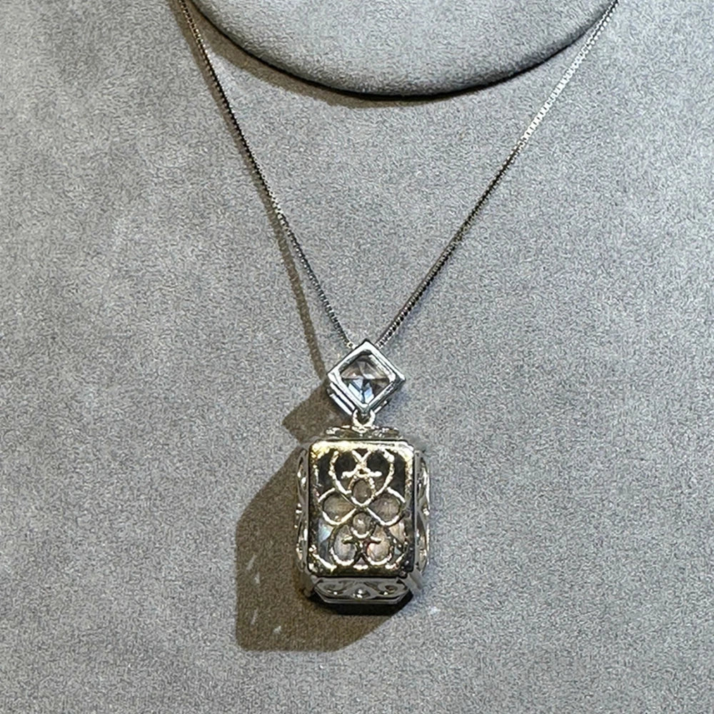 100% 925 Sterling Silver Sugar-loaf Cut 17*22 MM 22CT Emerald High Carbon Diamond Gems Pendant Necklace