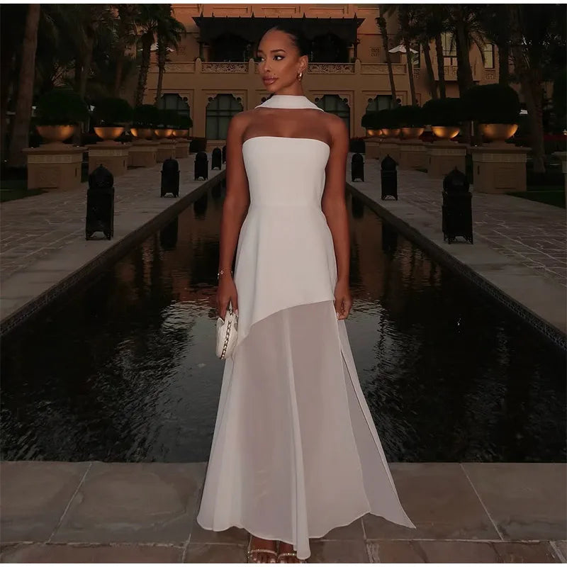 Elegant Mesh High Slit Dress