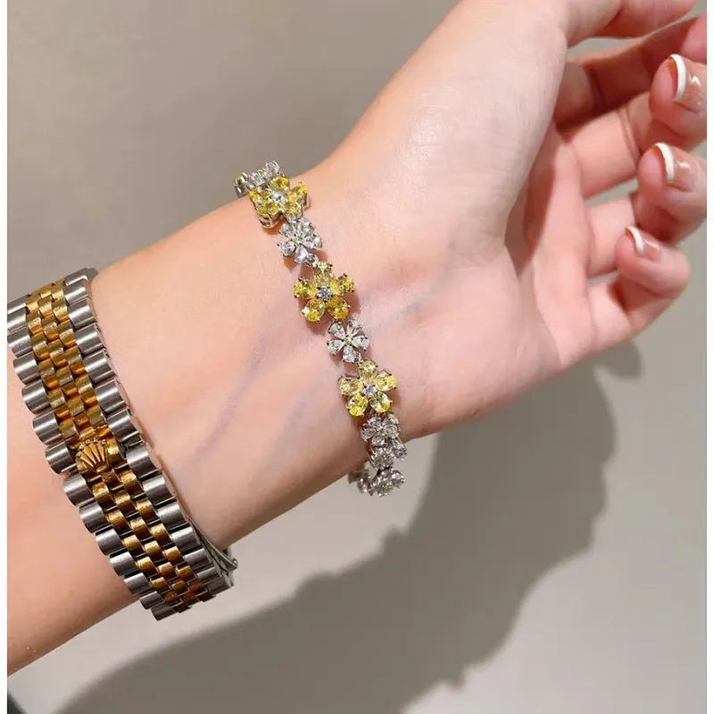 Lab Created Yellow Diamond Bracelet on 925 Sterling Silver