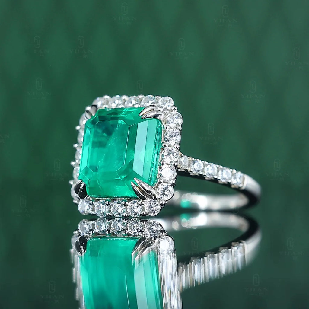 925 Sterling Silver lab emerald Ring
