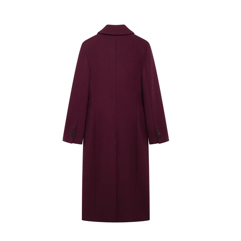 Burgundy Wool Coat Double Breasted