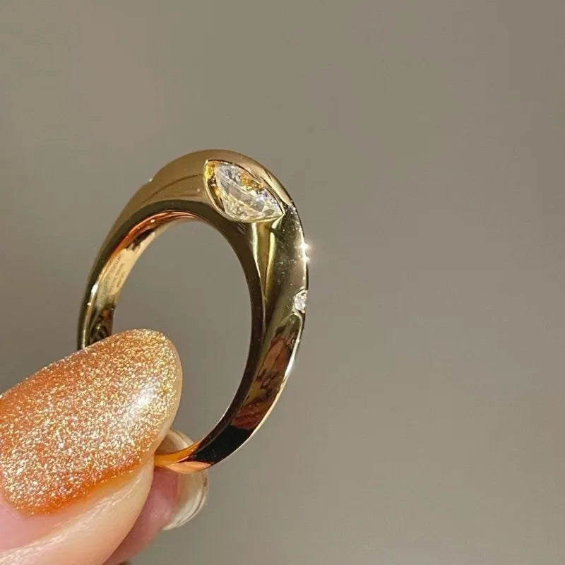 925 Sterling Silver 18K Gold Ring Single Gemstone