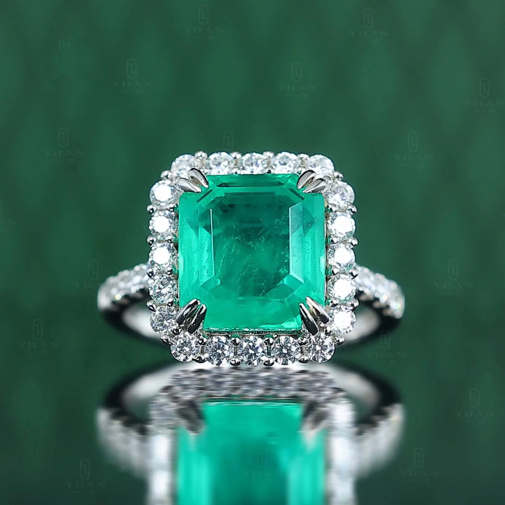 925 Sterling Silver lab emerald Ring