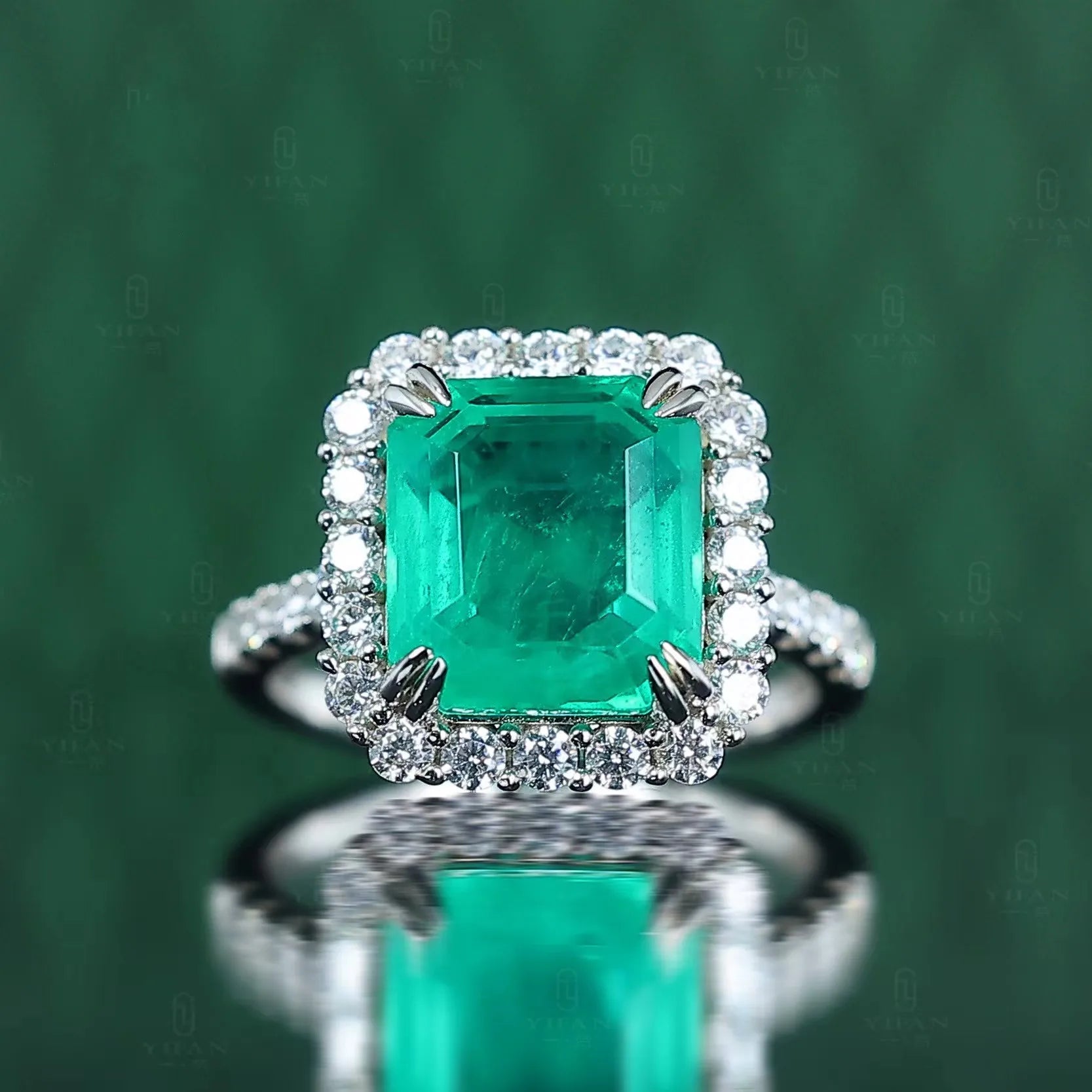 925 Sterling Silver lab emerald Ring