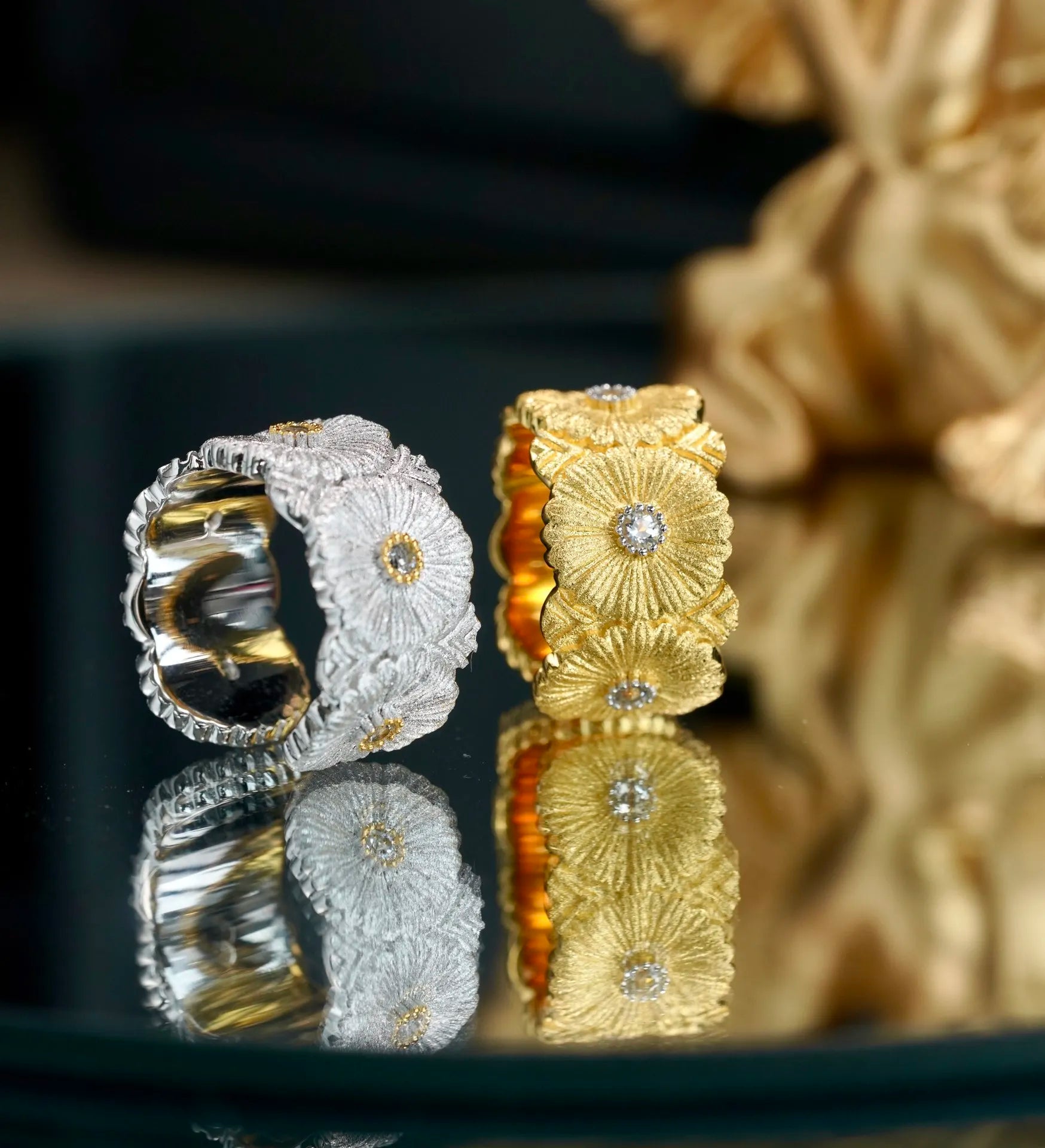 925 Sterling Silver Open Daisy Rings 18K Gold Plated