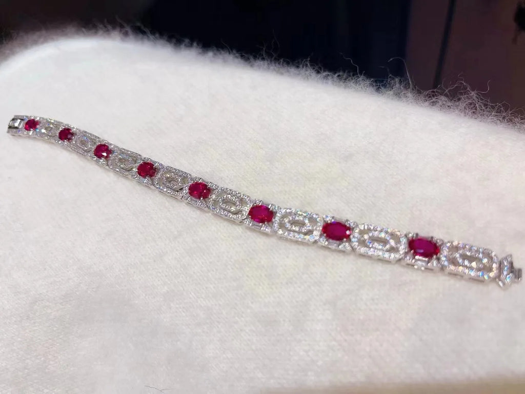 925 Sterling Silver Lab Ruby Sapphire Bracelets