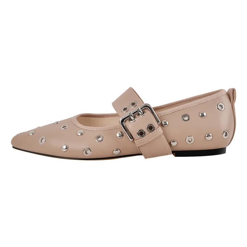 Flats Mary Jane Studded Shoes