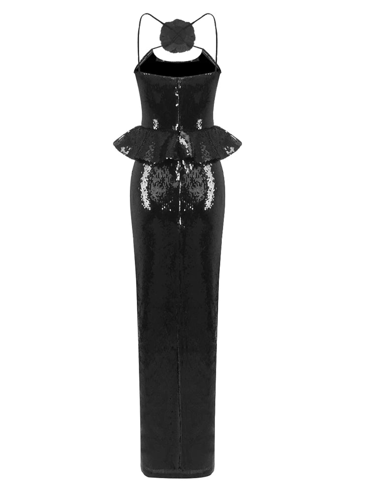 Sequins Ruffles Long Dress