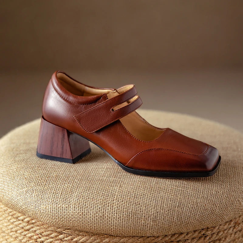 Retro Genuine Leather Pumps