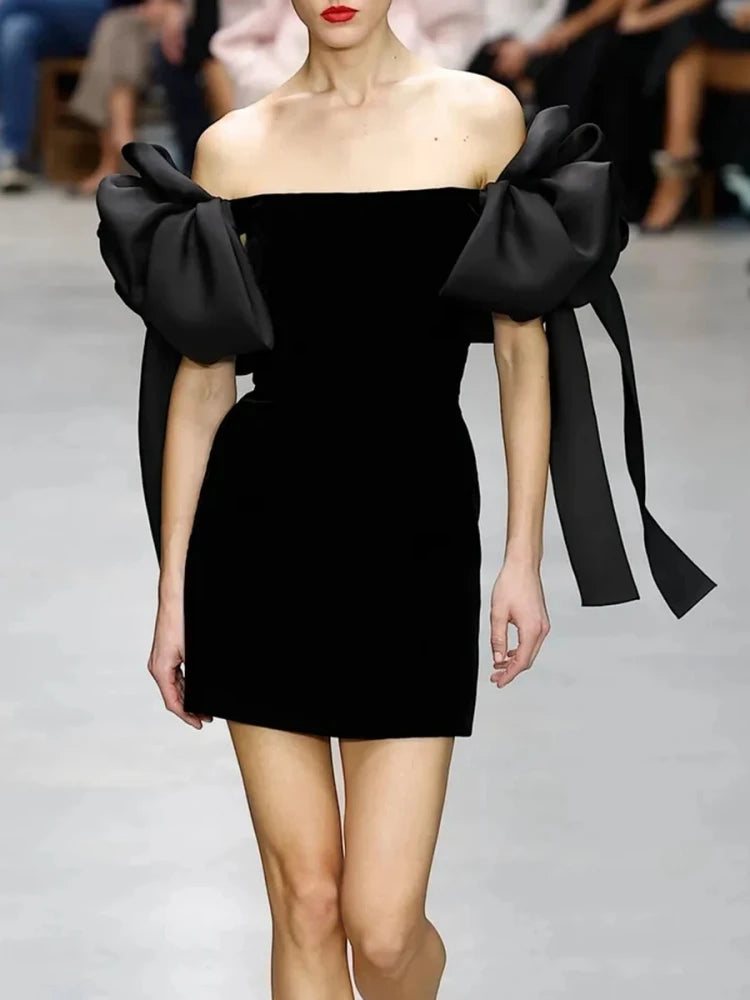 Bow Sleeves Mini Dress