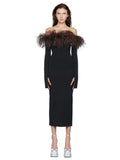 Off Shoulder Feather Sleeve Dress