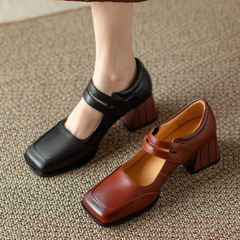 Retro Genuine Leather Pumps